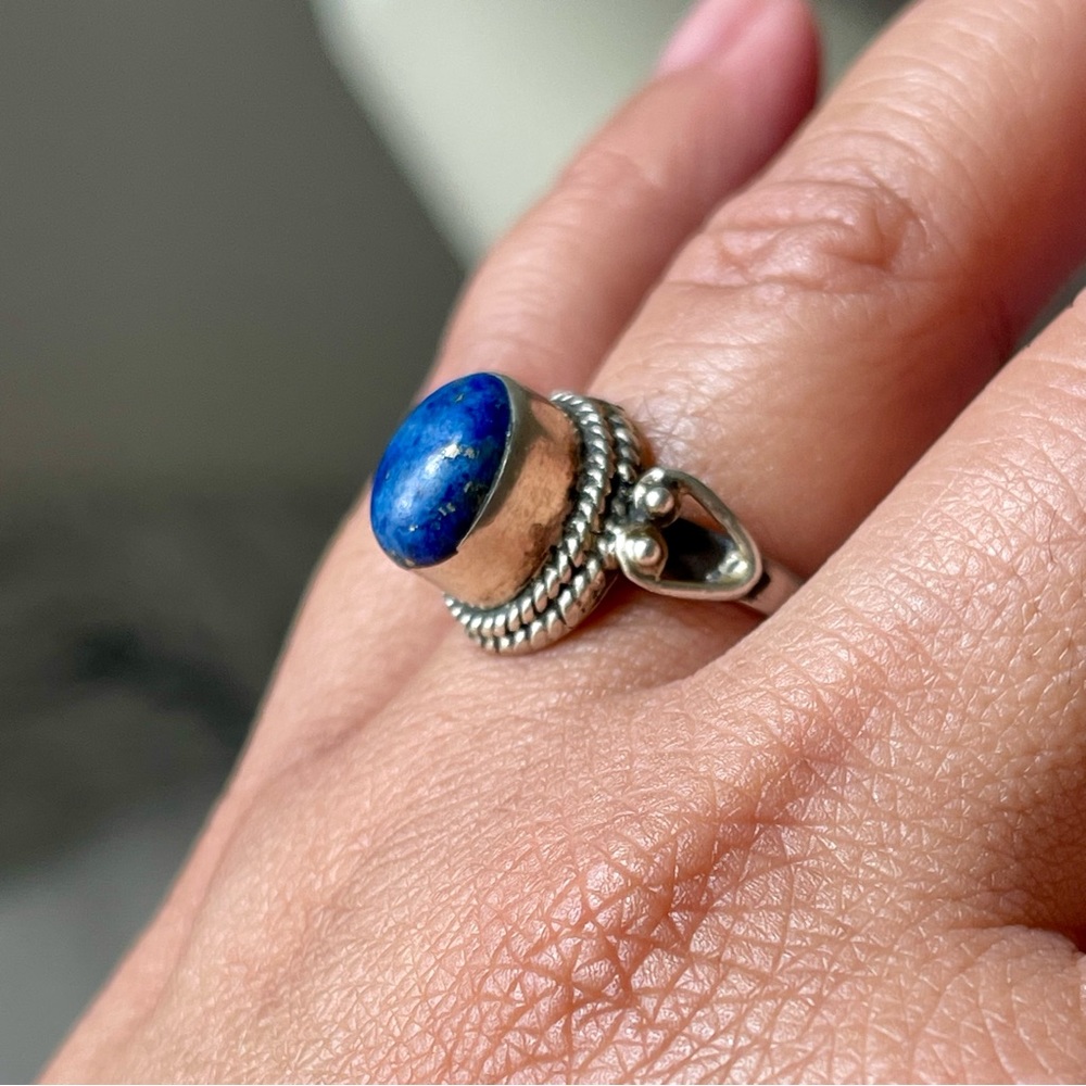LAPIS LAZULI|Stamped 925|Sterling Silver Natural Gemstone Blue Lapis Lazuli Sz 7